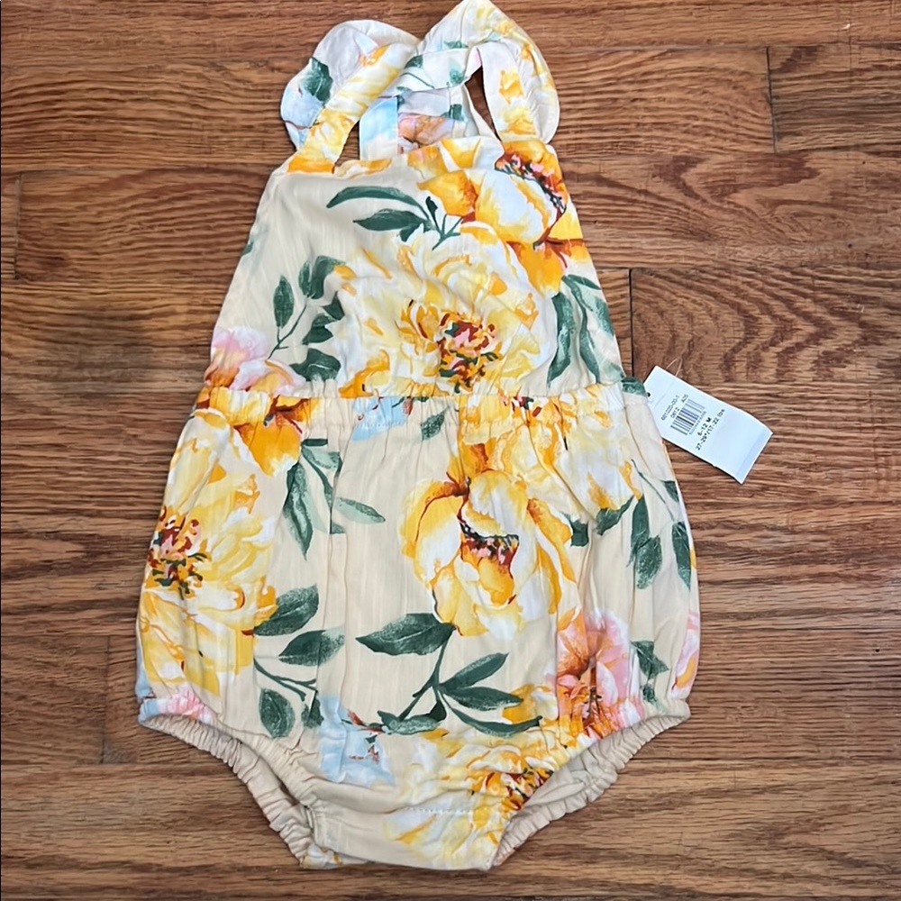 Old Navy Floral Kids Bodysuit - Yellow and Green